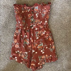 American Eagle printed strapless romper